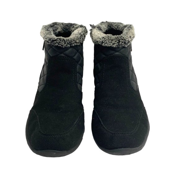 Easy Spirit Womens Size 6.5 Black ankle Boots Bootie Fur trim J12 Vance Side Zip - Picture 2 of 5